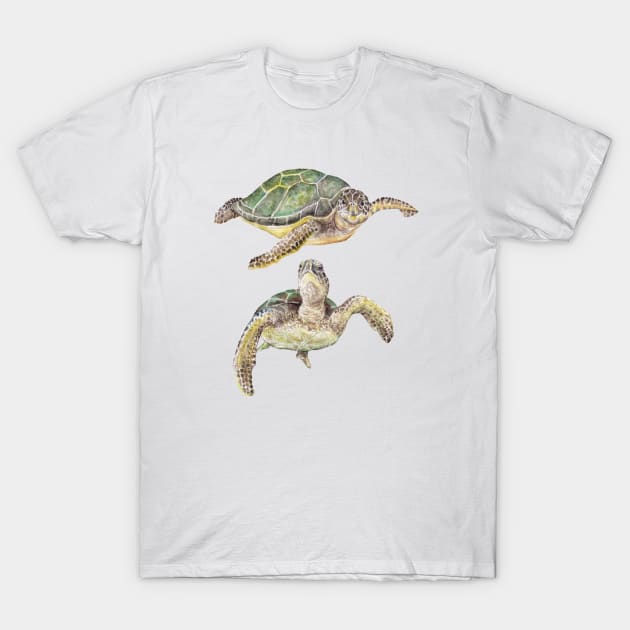 Sea Turtles Watercolor T-Shirt by wanderinglaur